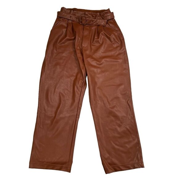 Abercrombie & Fitch Pants - Abercrombie & Fitch Faux Leather Trouser Pant Cognac Brown Size Medium